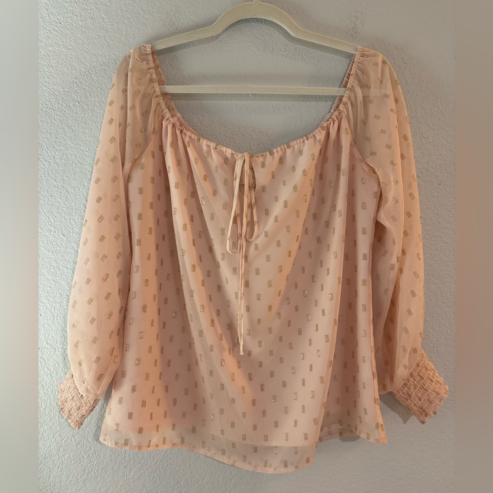 Wayf Light Pink Blouse with Gold Details